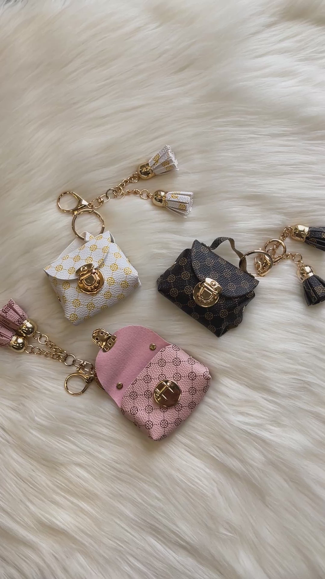 Mini Handbag Keychain with Tassel Charm