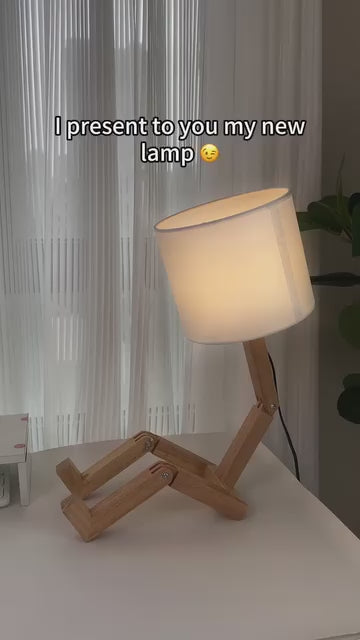 Adjustable Robot Desk Lamp Creative Study Reading Light with Fabric Lampshade for Home & Office Decor