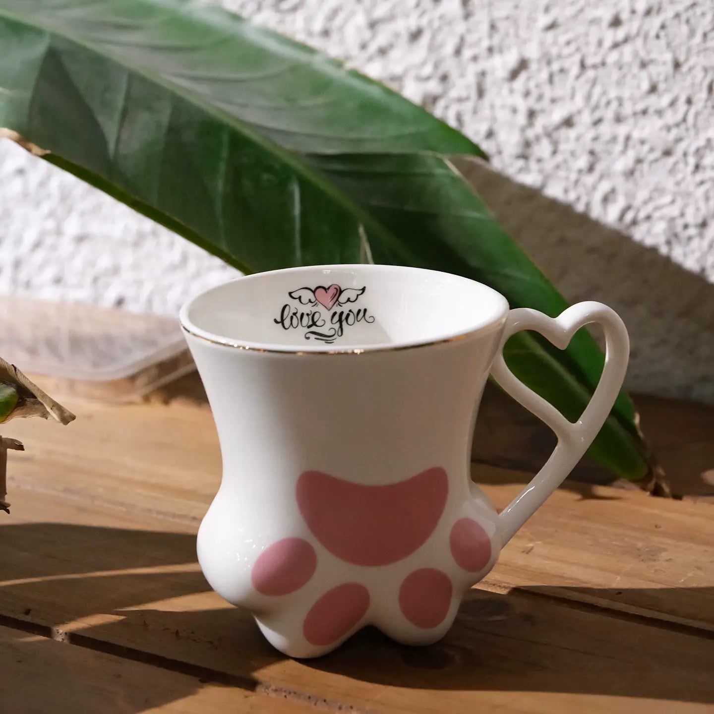 Cute Cat Paw Ceramic Mug with Heart Handle & Star Spoon Kawaii Coffee & Milk Cup Gift Sparkels  Sparkels