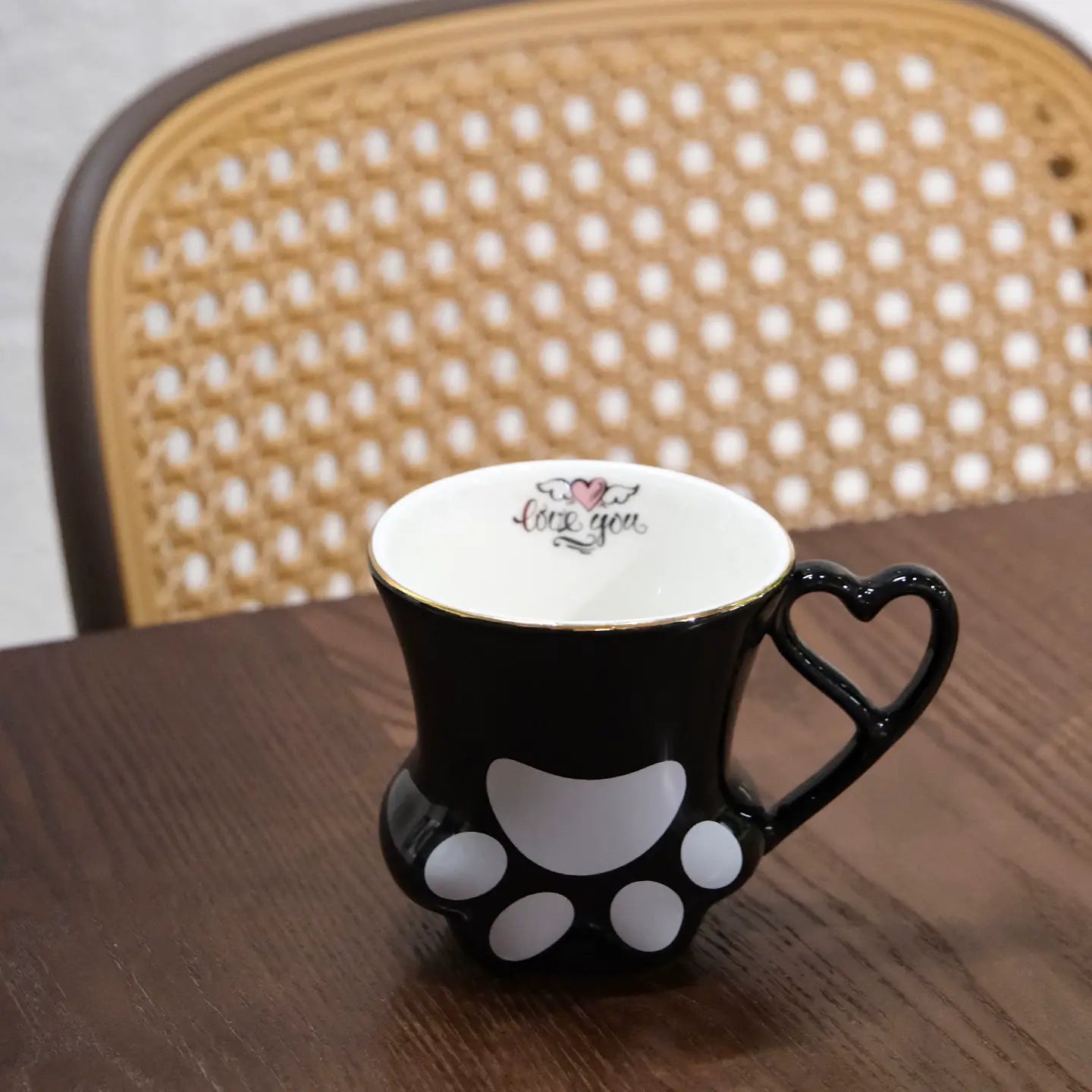 Cute Cat Paw Ceramic Mug with Heart Handle & Star Spoon Kawaii Coffee & Milk Cup Gift Sparkels  Sparkels