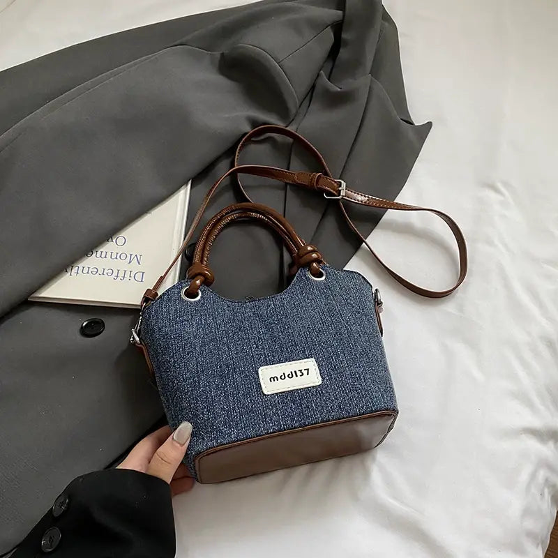 Cute Denim Teddy Bear Handbag Mini Crossbody Tote Bag for Women & Girls Sparkels  Sparkels