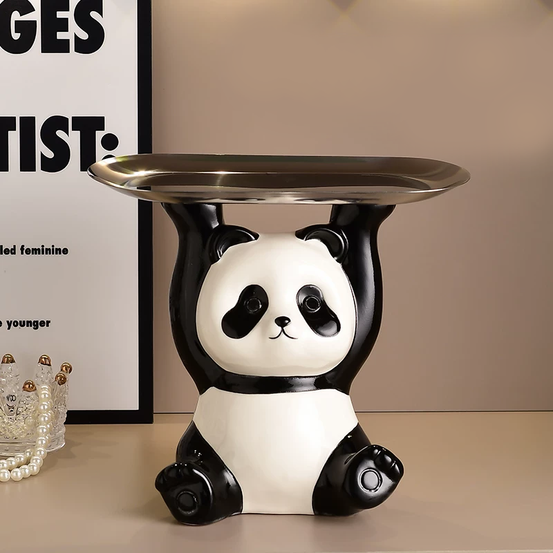 2pcs Cute Panda Decorative Tray Statue  Resin Jewelry, Watch & Key Organizer for Desk, Entryway & Vanity Sparkels  Sparkels