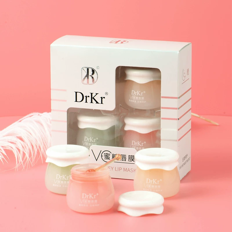DrKr Honey Lip Mask Set Pack of 3 Overnight Hydrating & Repair Lip Sleeping Mask  Soft Smooth & Moisturized Lips Sparkels  Sparkels